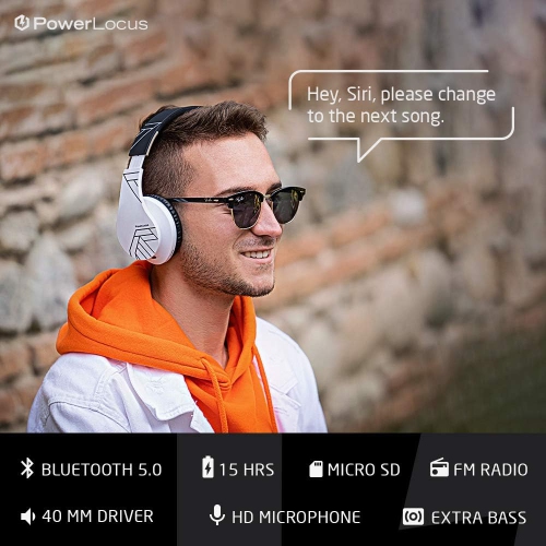 Bluetooth Over-Ear Headphones, Wireless Stereo Foldable Headphones Wireless and Wired Headsets , Micro SD/TF, FM for Phone/iPad/PC, Black/White