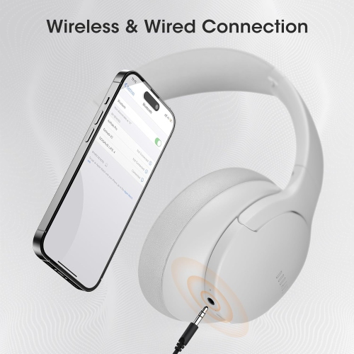 Wireless Headphones, Bluetooth Headphones and 3 EQ Modes Over Ear Headphones with Mic, HiFi Stereo Sound Foldable Wireless Headset for Phone, Light