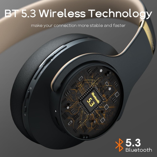 Wireless Headphones, Bluetooth Headphones with 3 EQ Modes, Hi-Fi Stereo Over Ear Headphones with Microphone for iPhone/PC,Shadow Gray