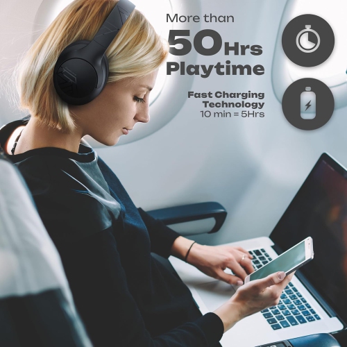 Bluetooth Headphones Over Ear, Wireless Headphones Over Ear 50 Hrs Playtime, Foldable Headphones with MicrophoneHiFi Stereo Headset for Phone/PC,