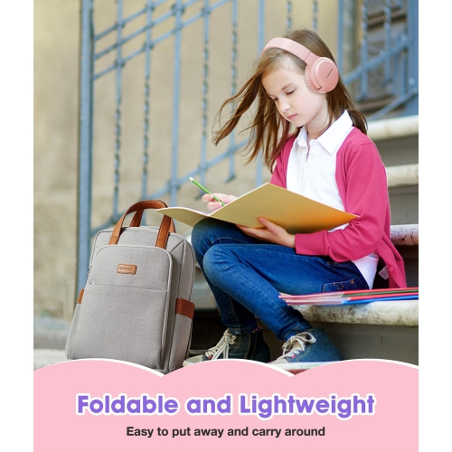Headphones Wireless 60H, Foldable On Ear Headset Wireless Headphones, Over-Ear Headphones for Kids Adults School ,Travel, Lucky Pink