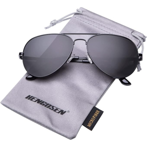 HENGOSEN  Polarized Aviator Sunglasses for Men And Women, Premium Metal Frame, Police Sun Glasses With Uv 400 Protection