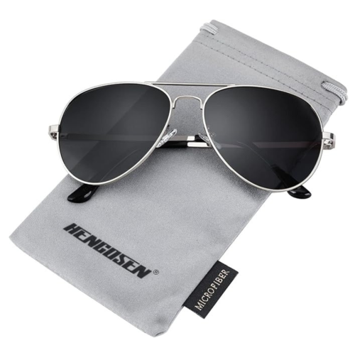 HENGOSEN  Polarized Aviator Sunglasses for Men And Women, Premium Metal Frame, Police Sun Glasses With Uv 400 Protection