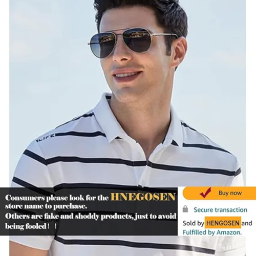 HENGOSEN Polarized Aviator Sunglasses for Men and Women, Premium Metal Frame, Police Sun glasses with UV 400 Protection