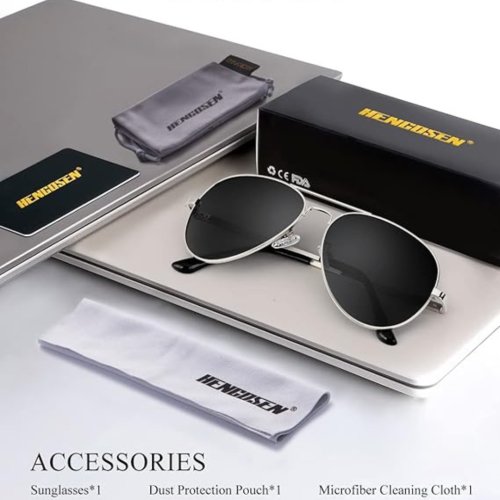 HENGOSEN Polarized Aviator Sunglasses for Men and Women, Premium Metal Frame, Police Sun glasses with UV 400 Protection