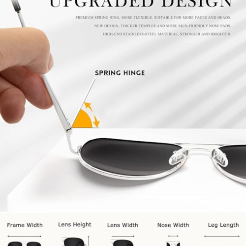 HENGOSEN Polarized Aviator Sunglasses for Men and Women, Premium Metal Frame, Police Sun glasses with UV 400 Protection