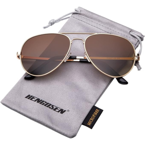 HENGOSEN  Polarized Aviator Sunglasses for Men And Women, Premium Metal Frame, Police Sun Glasses With Uv 400 Protection In Multicolor