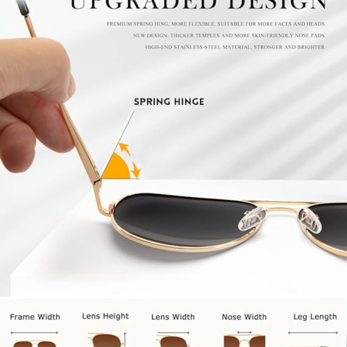 HENGOSEN Polarized Aviator Sunglasses for Men and Women, Premium Metal Frame, Police Sun glasses with UV 400 Protection