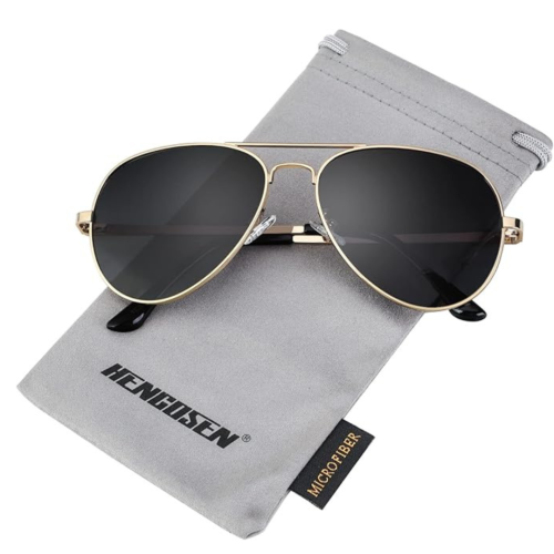 HENGOSEN  Polarized Aviator Sunglasses for Men And Women, Premium Metal Frame, Police Sun Glasses With Uv 400 Protection