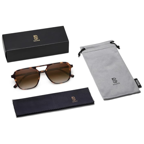 SOJOS Retro Aviator Sunglasses for Women Men,Trendy Rectangle Womens Mens Shades Sun Glasses SJ2202