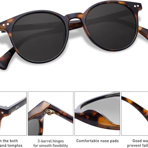 SOJOS Small Round Classic Polarized Sunglasses for Women Men Vintage Style UV400 Lens SJ2113