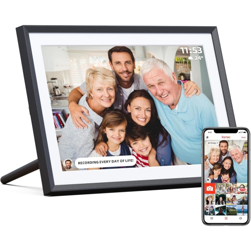 ARZOPA 10.1" Wi-Fi Digital Photo Frame with IPS Touch Screen, 32GB Storage P101W - Black