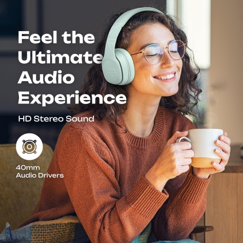 Bluetooth Headphones Over Ear, Wireless Bluetooth Headphones with Microphone, Foldable Headphones with Hi-Fi Stereo Sound Headset for Cellphone, PC,