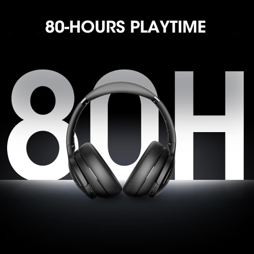 Wireless Headphones, Bluetooth Headphones and 3 EQ Modes Over Ear Headphones with Mic, HiFi Stereo Sound Foldable Wireless Headset for Phone, Black