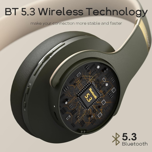 Wireless Headphones, Bluetooth Headphones with 3 EQ Modes, Hi-Fi Stereo Over Ear Headphones with Microphone for iPhone/PC,Green