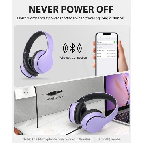 Casques d'écoute Bluetooth, écouteurs sans fil avec stéréo haute fidélité et microphone , écouteurs pliables sans fil avec fil pour