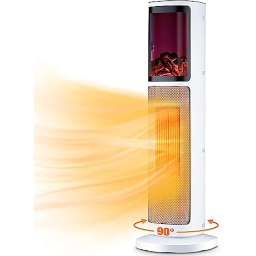 Airchoic 27" Tower 1500W Electric Space Heater with 3 Modes & Thermostat, 90° Oscillation, 12H Timer, Remote, Overheat & Tip-Over Protection, 3D Flam