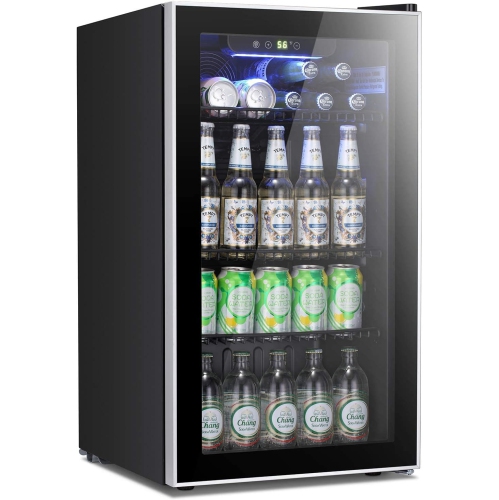 ZAFRO Beverage Refrigerator Cooler -120 Can Mini Fridge Glass Door for Soda Beer or Wine Constant Glass Door Small Drink Dispenser Clear Front Door f
