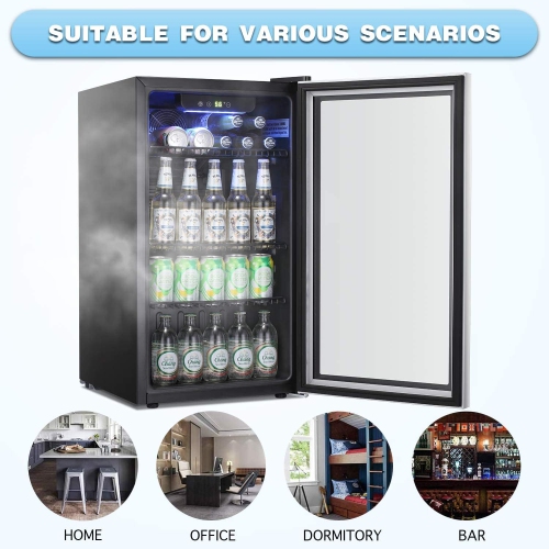 ZAFRO Beverage Refrigerator Cooler -120 Can Mini Fridge Glass Door for Soda Beer or Wine Constant Glass Door Small Drink Dispenser Clear Front Door