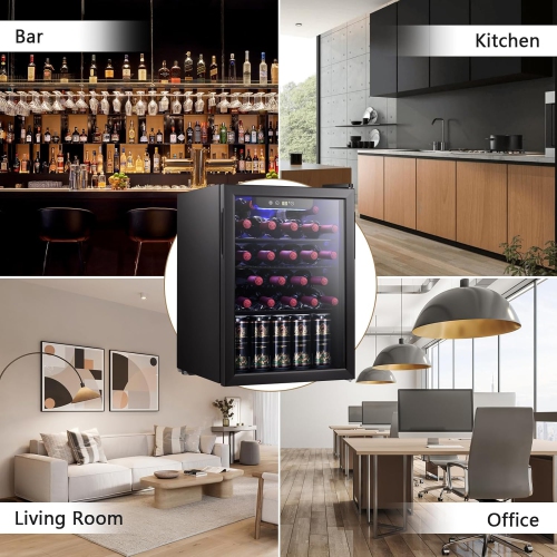 Mini réfrigérateur à vin/cellier de ZAFRO 2,6 pi³ pour bouteille de vin Soda Porte en verre transparent Petit écran tactile autonome.