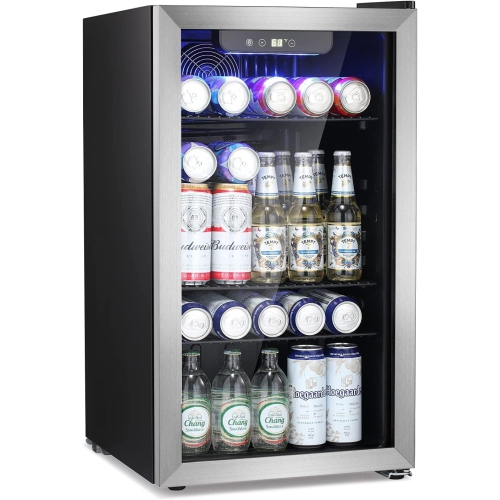 ZAFRO Beverage Refrigerator Cooler -120 Can Mini Fridge Glass Door for Soda Beer or Wine Constant Glass Door Small Drink Dispenser Clear Front Door