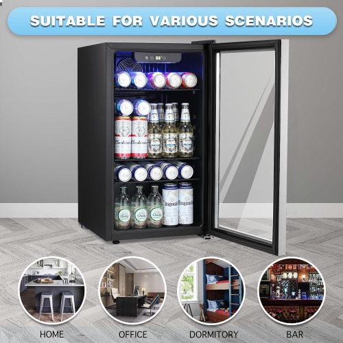 ZAFRO Beverage Refrigerator Cooler -120 Can Mini Fridge Glass Door for Soda Beer or Wine Constant Glass Door Small Drink Dispenser Clear Front Door