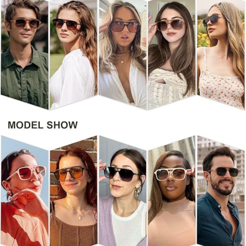 SOJOS Retro Aviator Sunglasses for Women Men,Trendy Rectangle Womens Mens Shades Sun Glasses SJ2202