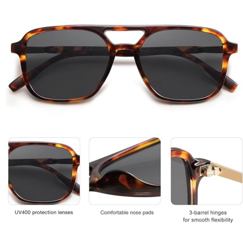 SOJOS Retro Aviator Sunglasses for Women Men,Trendy Rectangle Womens Mens Shades Sun Glasses SJ2202