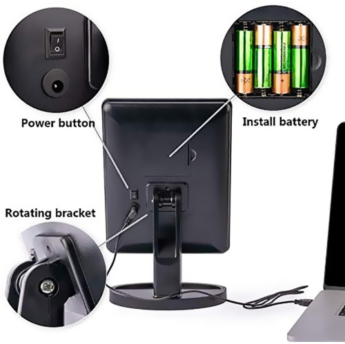 Miroirs Maquillage de table Esthétique Loupe maquillage Maquillage portatif avec lumières à DEL/rotation à 180°