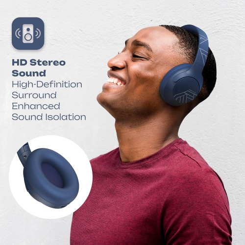Bluetooth Headphones Over Ear, 50H Playtime Wireless Headphones with Microphone, HiFi Stereo Deep Bass Foldable Lightweight Headset for