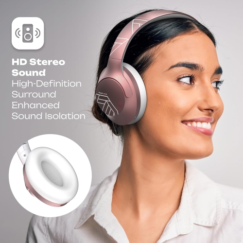 Bluetooth Headphones Over Ear, 50H Playtime Wireless Headphones with Microphone, HiFi Stereo Deep Bass Foldable Lightweight Headset for