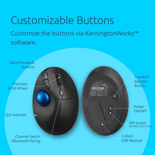 Kensington TB450 Wireless Trackball Mouse