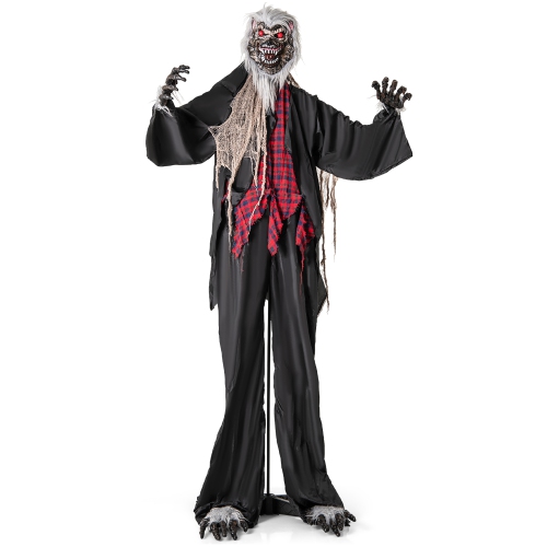 GYMAX  8.2 Ft Halloween Animatronics Sound-Activated Werewolf W/ Light-Up Eyes & Scary Sounds