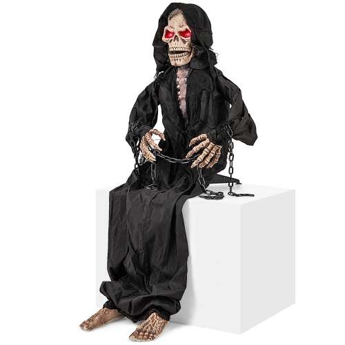 GYMAX  Halloween Animatronics Animatronic Sitting Skeleton Halloween Animated Moving Reaper In Multicolor