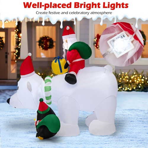 Gymax 7FT Christmas Inflatables LED Lighted Xmas Inflatable Polar Bear w/ Shaking Head