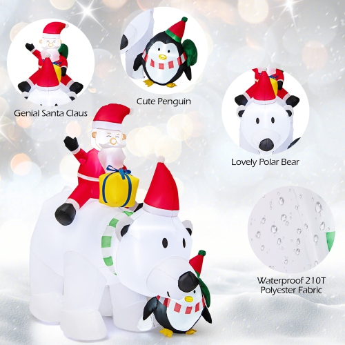 Gymax 7FT Christmas Inflatables LED Lighted Xmas Inflatable Polar Bear w/ Shaking Head