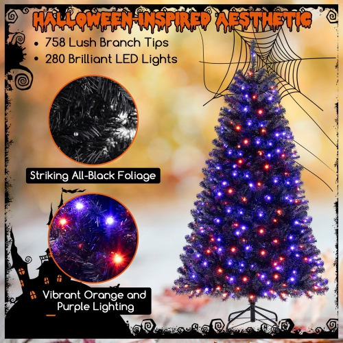 Gymax 6/7/8 Halloween Tree Artificial Decoration Tree w758/1040/1408 Branch Tips 6 Lighting Modes