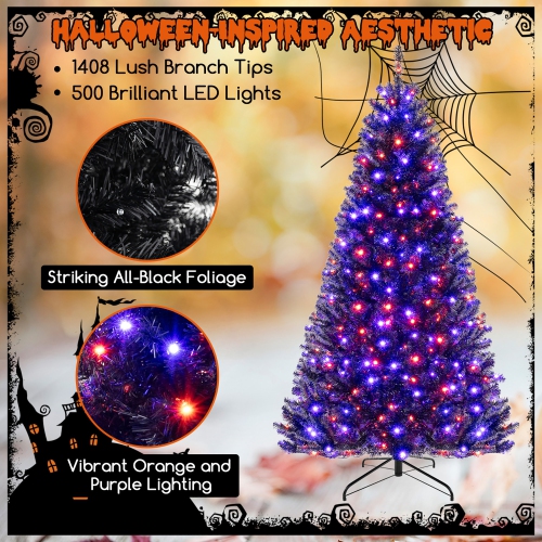 Gymax 6/7/8 Halloween Tree Artificial Decoration Tree w758/1040/1408 Branch Tips 6 Lighting Modes