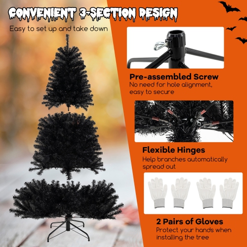 Gymax 6/7/8 Halloween Tree Artificial Decoration Tree w758/1040/1408 Branch Tips 6 Lighting Modes