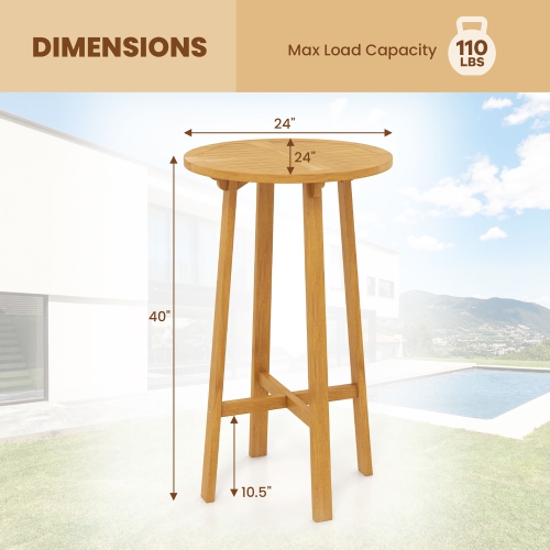 Gymax 24'' Bar Height Table w/ Footrest Patio Bistro Table for Indoors Outdoors