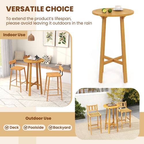 Gymax 24'' Bar Height Table w/ Footrest Patio Bistro Table for Indoors Outdoors
