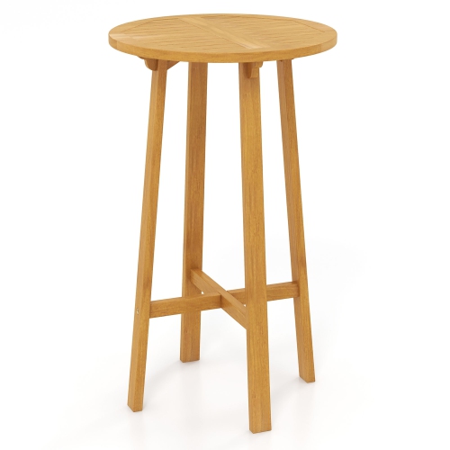 Gymax 24'' Bar Height Table w/ Footrest Patio Bistro Table for Indoors Outdoors