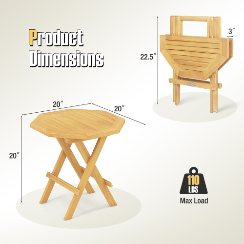 Gymax Patio Folding Side Table w/ X-shaped Legs & Slatted Tabletop for Backyard