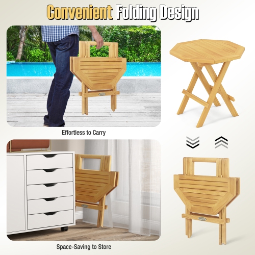 Gymax Patio Folding Side Table w/ X-shaped Legs & Slatted Tabletop for Backyard