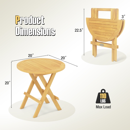 Gymax Patio Folding Side Table w/ X-shaped Legs & Slatted Tabletop for Backyard