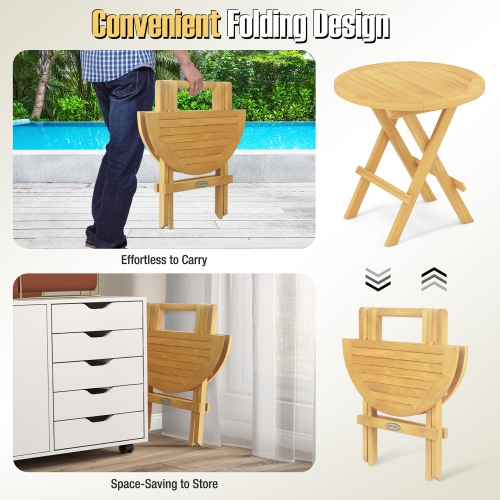 Gymax Patio Folding Side Table w/ X-shaped Legs & Slatted Tabletop for Backyard