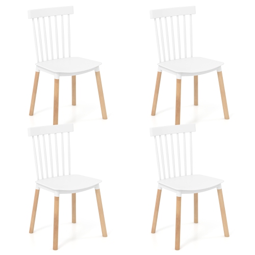 GYMAX  Set Of 4 Windsor Dining Chairs Dining Chairs W/ Spindle Backs & Curved Seats