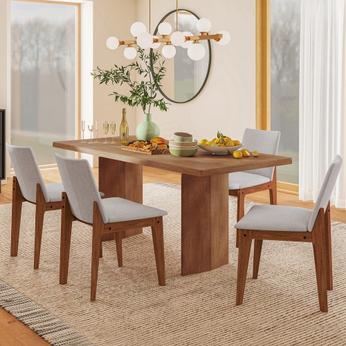 Gymax Wooden Dining Chairs of 4 w/ added Cushions High Curved Back for Dining Room