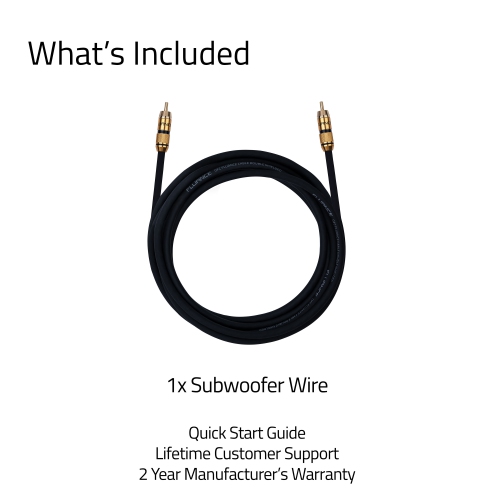 Fluance Premium Grade Subwoofer Cable with Gold Plated RCA Connectors for Subwoofer, Home Theater, Amplifier - 12 ft