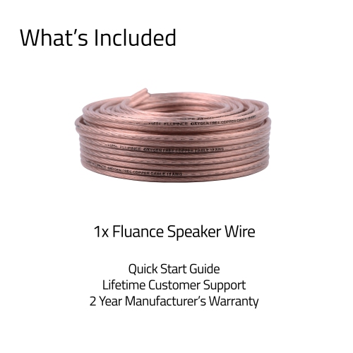 Fluance 12AWG 50ft Speaker Wire, Oxygen-free Copper Cable, for Hi-Fi Set-up, Home Theaters, Floor-standing Speakers